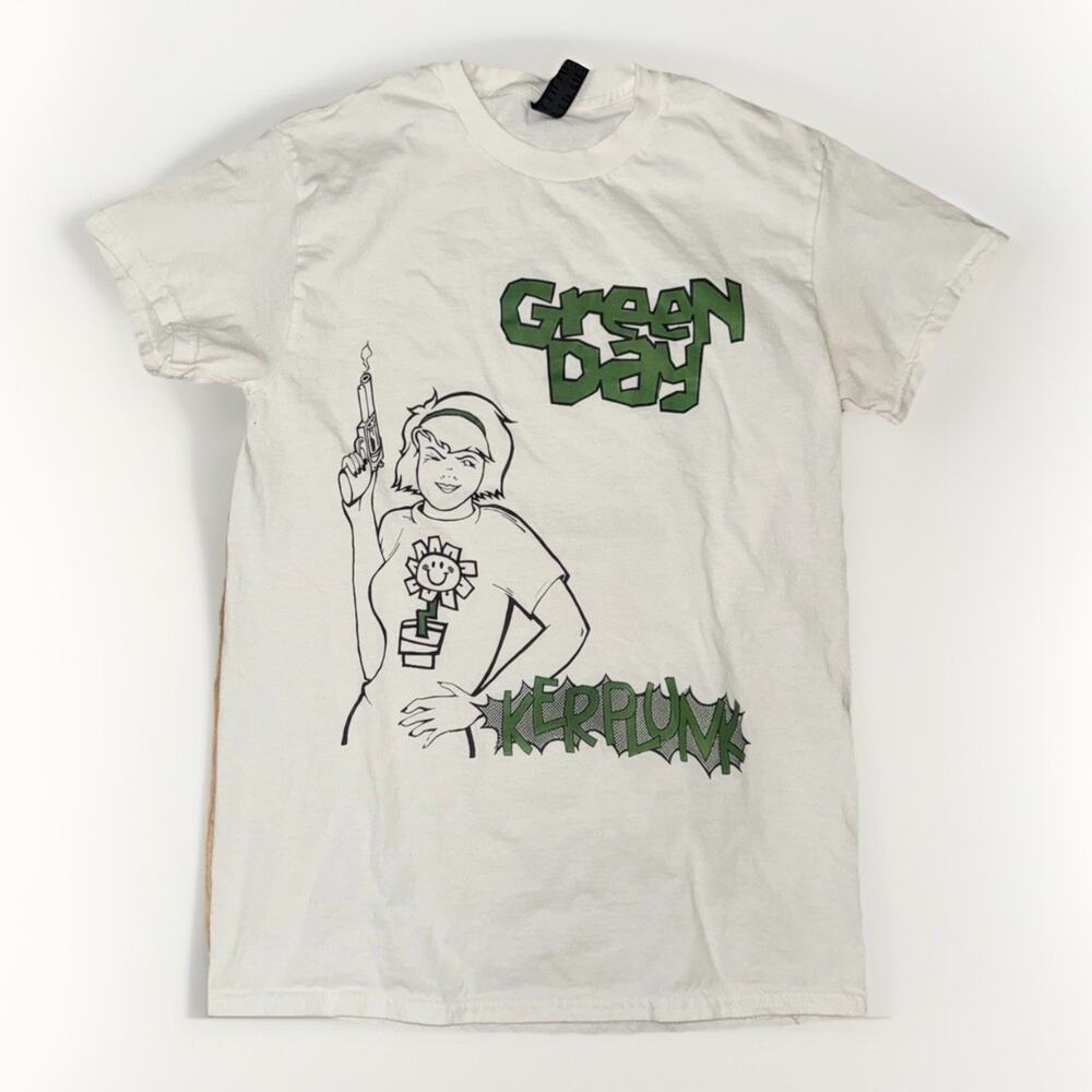 Green Day Band T-Shirt White Small 17x25 Kerplunk